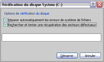 Vérification du disque