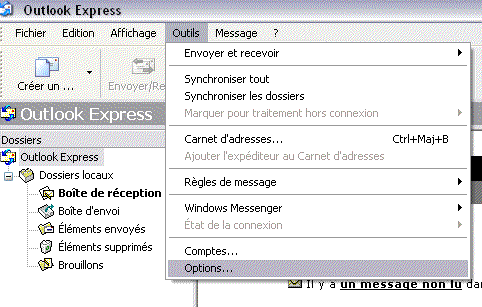 Options d'Outlook Express